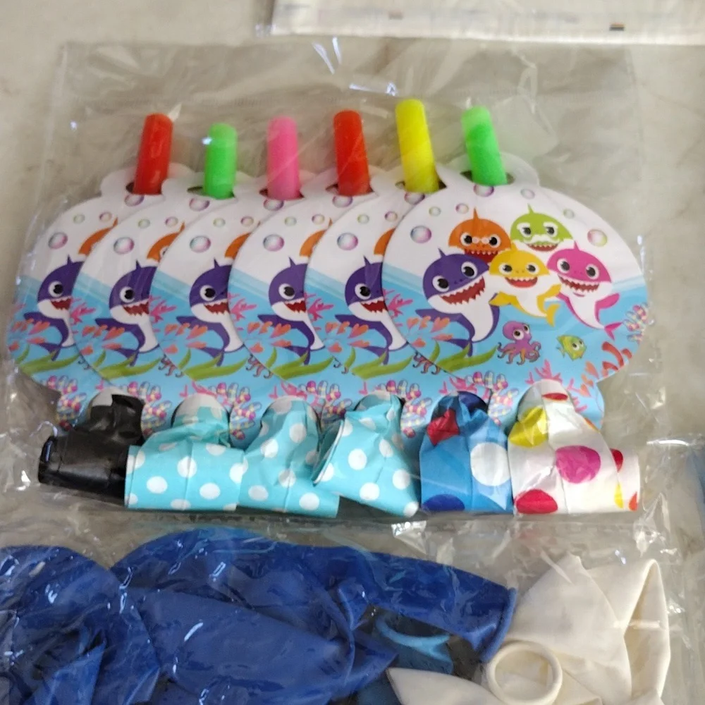 Baby Shark birthday party favors.